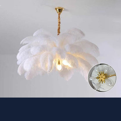 Feather lamp, living room pendant light, hall main light, modern and simple bedroom