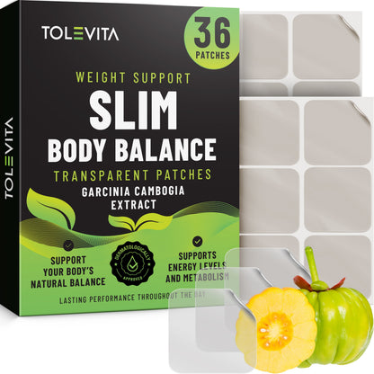 NO MORE WATER WEIGHT! Body Balance Patches, Transparent Patches with Garcinia Cambogia and L-Glutamine, 36 patches