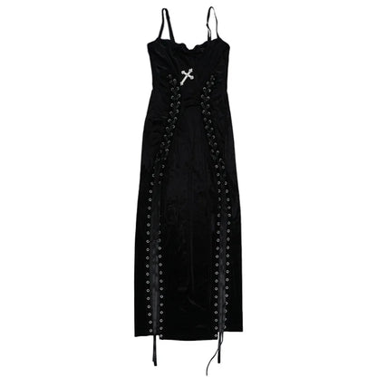 Velvet High Split Cross Dress