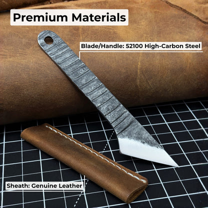 Hand-Forged Kiridashi Knife - Razor-Sharp Carbon Steel Blade with Leather Sheath