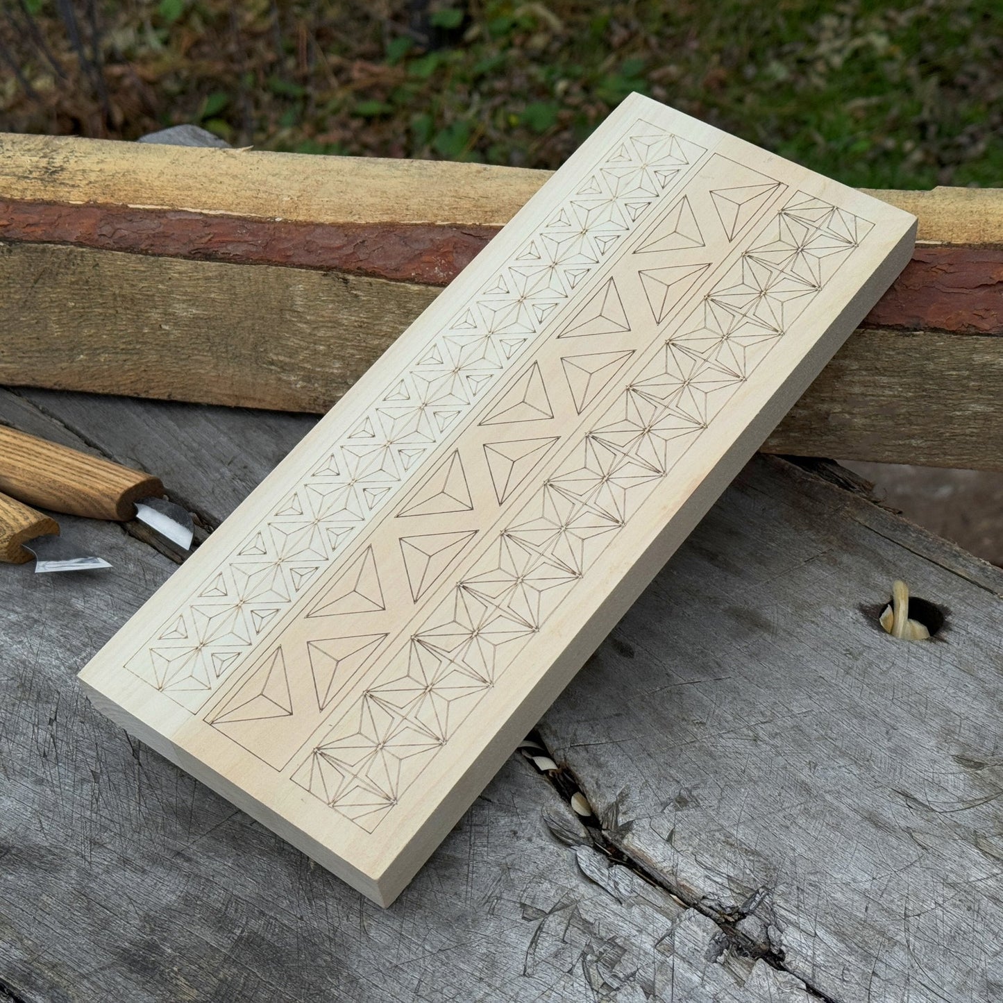Linden Wood Carving Board with Pre-Drawn Pattern