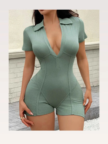 Ribbed Bodycon Short Sleeve Romper